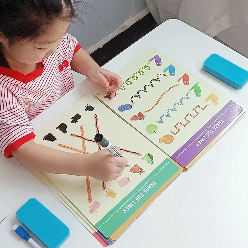 Montessori Children Toys Drawing Tablet Set DIY Color Shape Math Match Game Book Learning Educational Toys Kindergarten Party